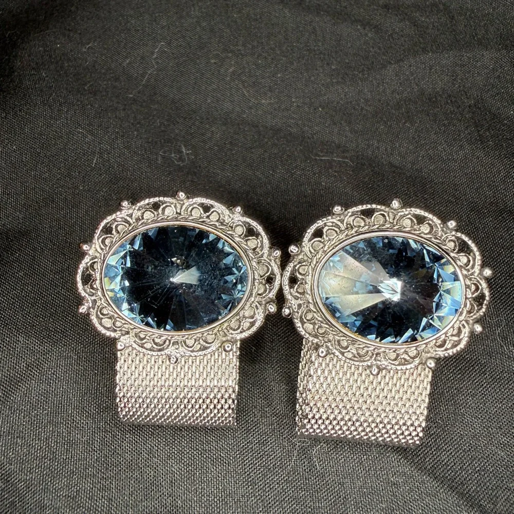 Vintage Dante Hughes & Hatcher Cufflinks & Tie Tack Set Volcano Black Stone